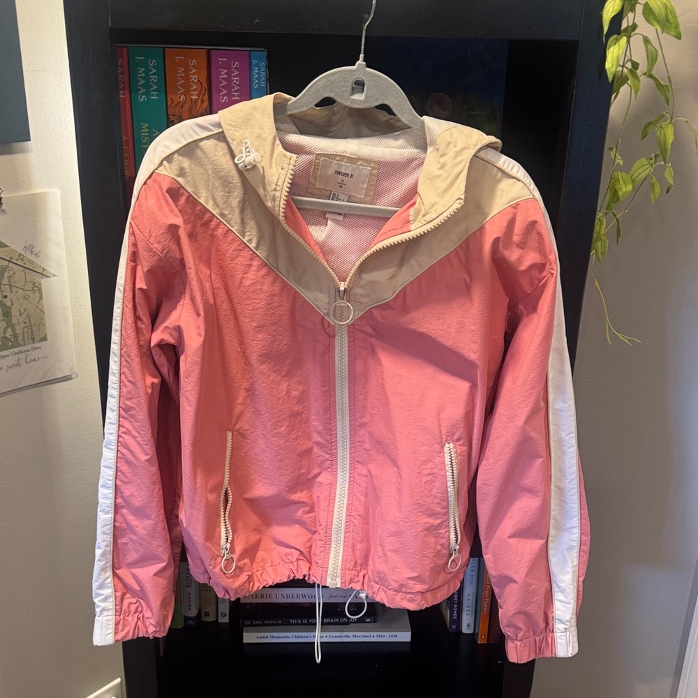 Pink and Cream Lightweight Windbreaker Jacket